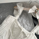 Cute Herringbone Lace Tutu White Dress