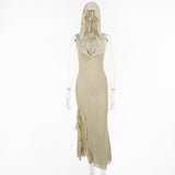 Designer Ruffles Mesh Midi Hooded Dress