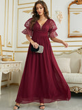 Pink Short Sleeve Chiffon Party Dress
