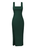 Sleek Green Sophisticate Midi Dress