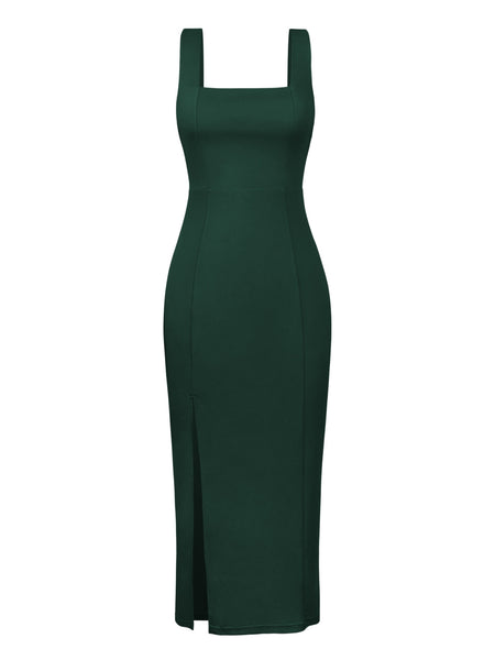 Sleek Green Sophisticate Midi Dress