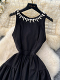 Black Pearl Embellishments Midi Evening Dress