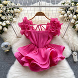 Pink Pleated Paradise Stunning Ruffle Mini Dress