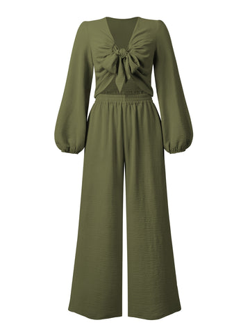 Olive Knot Front Elegance Jumpsuit