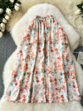 Pastel Tones Watercolor Floral A-Line Midi Skirt