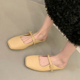 Comofy Buckled Woven Flat Mules