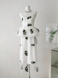 Puffy Tulle Skirt White Spaghetti Strap Dress