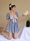 One Piece Conservative Bow Ins Style Swimsuit Vacation Dress
