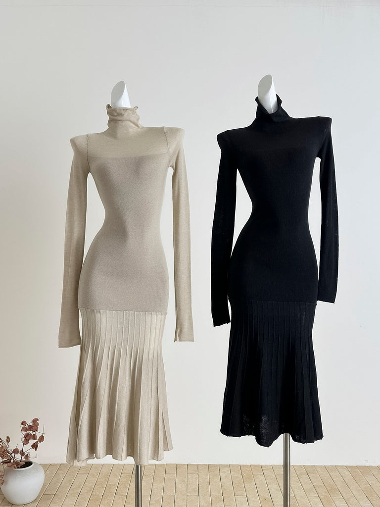 Turtleneck Long Sleeve Knitted Midi Dress Ncocon Turtleneck Long Sleeve Knitted Midi Dress Ncocon