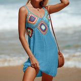 Coastal Crochet Cutout Bikini Cover-Up Dress
