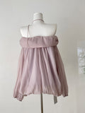 Rose Appliqués Flowy Silhouette Lilac Strapless Dress