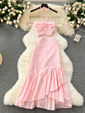 Sunshine Yellow Halter Ruffle Hem Dress