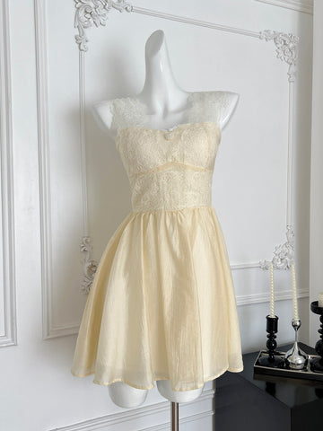 Romantic Off Shoulder Creamy Lace Top Dress