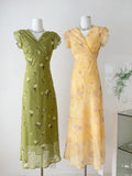 Sumemr V Neck Chiffon Maxi Dress