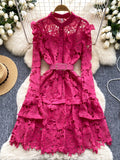 Inner Slip Belted Waist Vibrant Green Dress