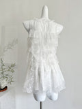 Tiered Lace Layers White Ruffled Sleeveless Dress