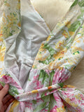 V-Neckline Floral Tiered Maxi Dress