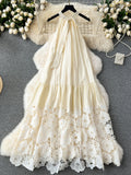 Ivory Lace Floral Halter Summer Dress
