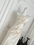 Glamorous Cream Satin Spaghetti Strap Maxi Dress