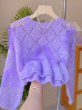 Tulle Bows Pearls Lavender Sweater
