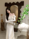 Elegant Off - Shoulder Long White Lace Evening Dress