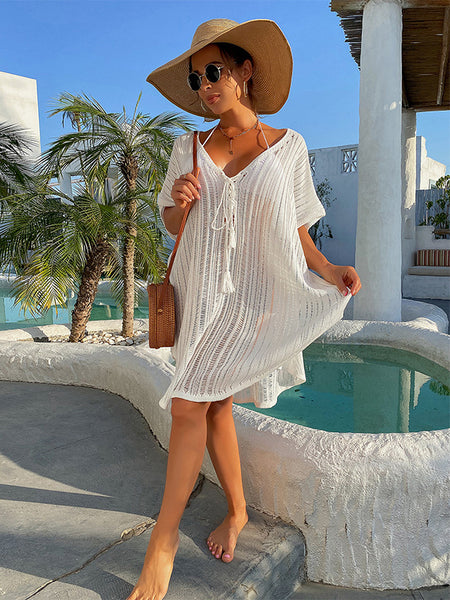 Radiant White Crochet Beachside Swimsuit Cover-Up