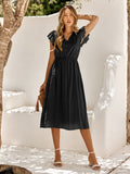 Elegant Ruffle Sleeves White Dress