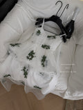 Puffy Tulle Skirt White Spaghetti Strap Dress