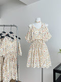 Boho Summer Floral Halter Cold Shoulder Dress