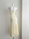 Exquisite Floral Embroidery Cream Colored Mermaid Dress
