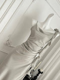Sophisticated Light Blue One Shoulder Ruched Dress