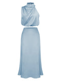 Cerulean Dreams High Neck Dress