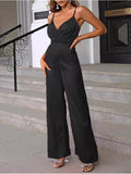 Ruby Red Silk Evening Jumpsuit