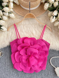 Blossoming Rose Pink Petal Appliqué Crop Top