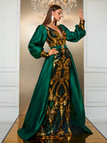 Empress Elegance Sequined Satin Prom Dress