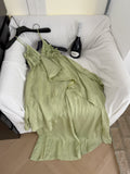 Ruffled Spaghetti Strap Sage Green Set