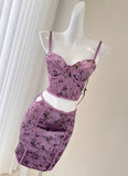 Lavender Two Piece Bodycon Floral Dress