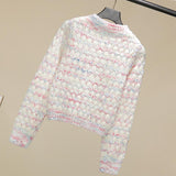 Fashionable Cardigan With Diamond Metal Buckle Bottom