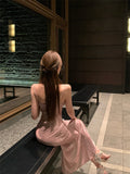 French socialite slim fishtail dress with shimmering backless