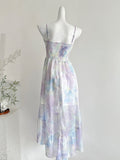Purple Tie Dye Spaghetti Strap Maxi Dress