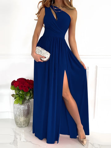 Royal Blue One-Shoulder Maxi Dress