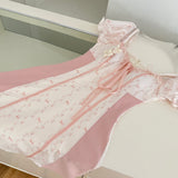 Sweet Pink and White Off Shoulder Mini Dress