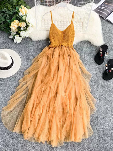 Orange Sunset Glow Tulle Dress