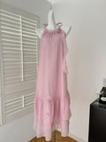 Delicate Flower Pink Halter Maxi Dress