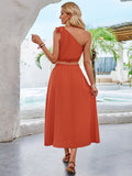 Terracotta One-Shoulder Maxi Dress