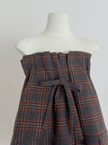 Retro Plaid Strapless Mini Dress with Self-Tie Bow