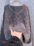 Relaxed Fit Speckled Knit Sweater