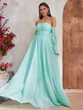 Fantasy Serenade Off-Shoulder Green Maxi Dress