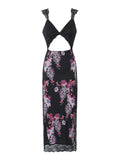 Pastel Blossom Lace Detail Maxi Dress