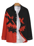 Men Red & Black Curved Hem Shirt Tee